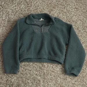 Pink Rose Cropped Sherpa Quarter Zip